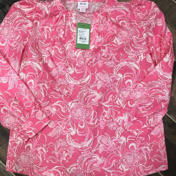Lilly Pulitzer Paltrow Blouse Top Hotty Pink XS | Poshmark