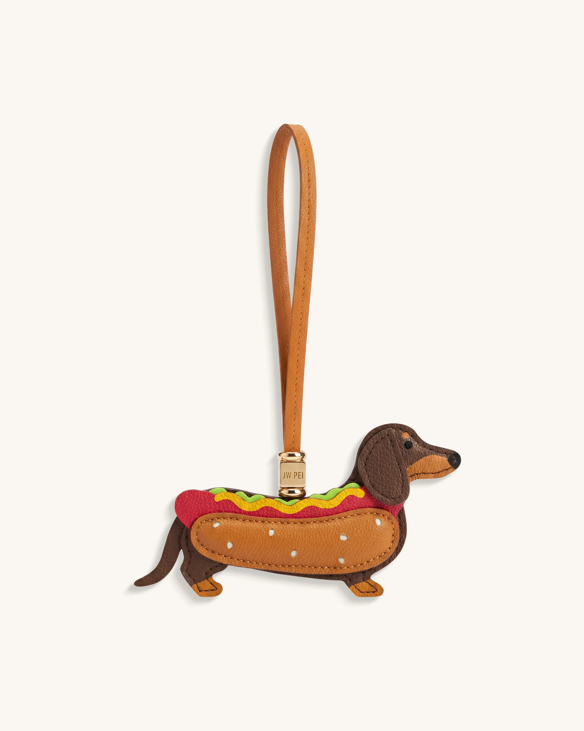 Hot Dog Dachshund Bag Charm - Brown Multi | JW PEI US
