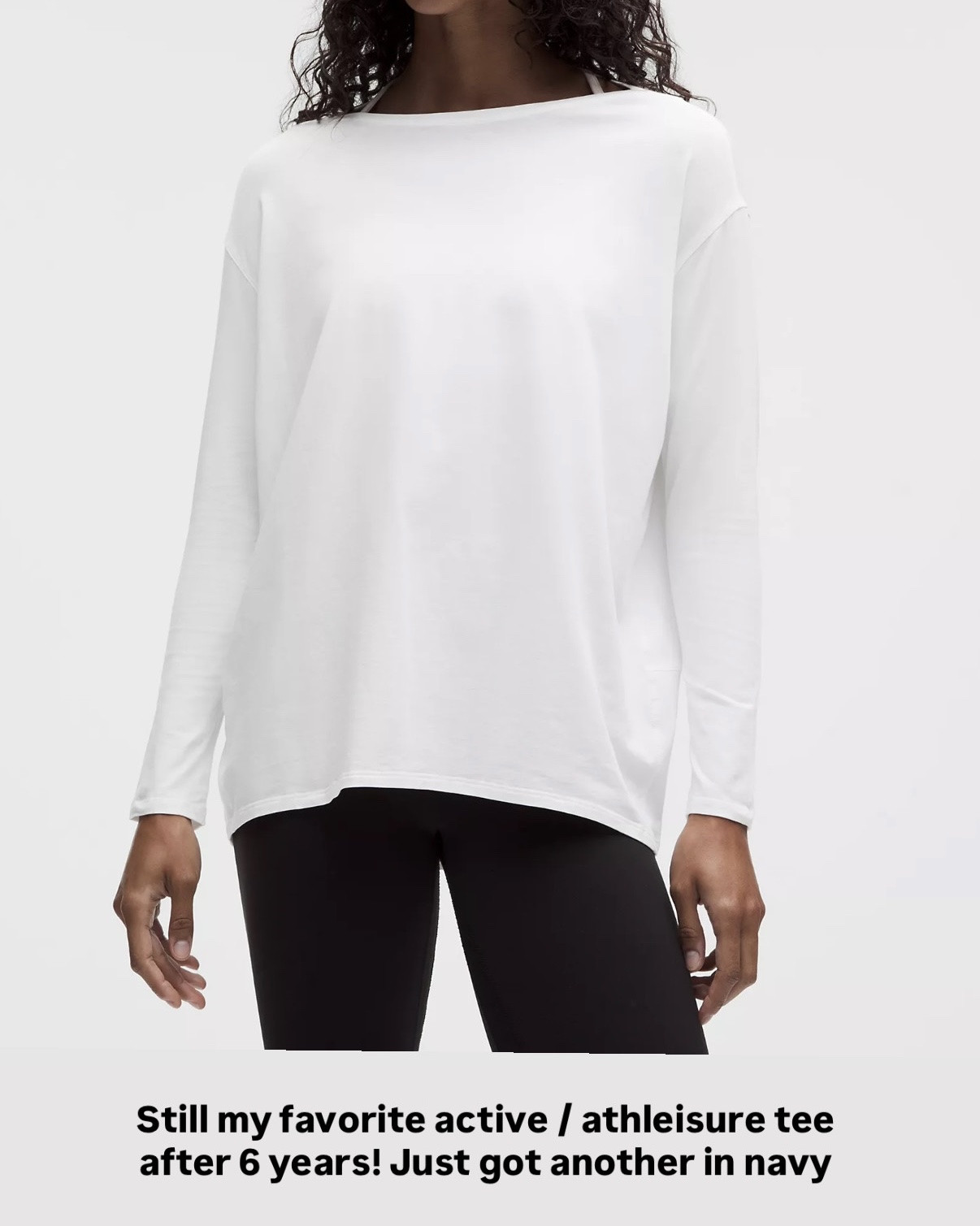 Swipe for pic from 6 years ago! I wear size 2 in these shirts

Also linked Align leggings on sale! I wear size 2 in their leggings and do 23” or 25” tucked into socks or hemmed for free.

What I love about these long sleeve tees:
• longer in the back to wear with leggings
• chic relaxed cut with slimmer sleeves. FYI I also tried on the brown this season and found the sleeves to be too slim! But haven’t had that problem with the other colors 
• lightweight, soft breathable organic cotton blend with a touch of stretch

Lululemon tee, good tees , tops to wear with leggings , gym active wear outfits

#LTKActive #LTKPetite #LTKfitnessgoals