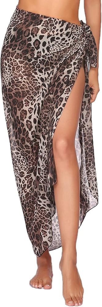 Ekouaer Women Sarong Swimsuit Coverups Chiffon Long Bikini Wraps Sheer Beach Bathing Suit Cover U... | Amazon (US)