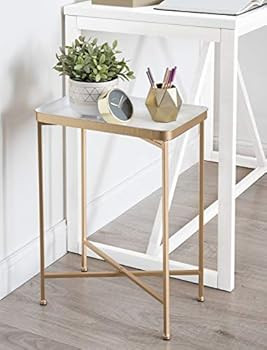Amazon.com: Kate and Laurel Celia Modern Tray Side Table, 18 x 12 x 26, White and Gold, Foldable ... | Amazon (US)