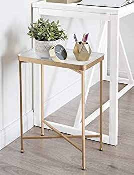 Amazon.com: Kate and Laurel Celia Modern Tray Side Table, 18 x 12 x 26, White and Gold, Foldable ... | Amazon (US)