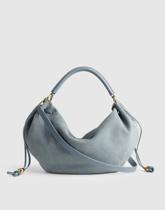 The Camren Gathered Shoulder Bag in Suede | Madewell