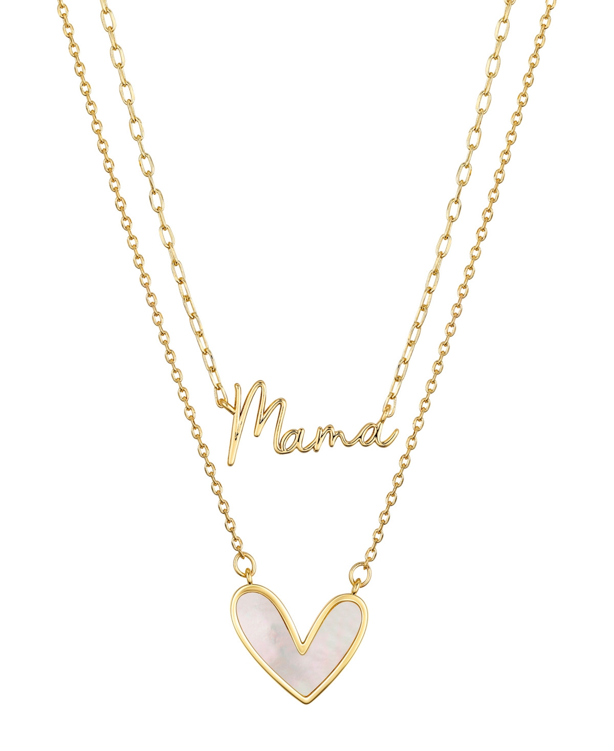 Unwritten Mother of Pearl Heart "Mama" Layered Pendant Necklace Set - Gold | Macy's