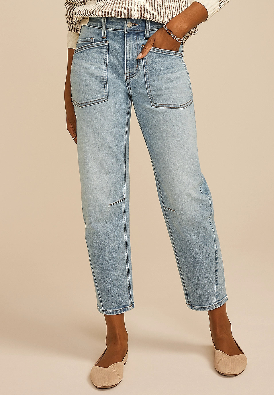 High Rise Utility Barrel Jean | Maurices