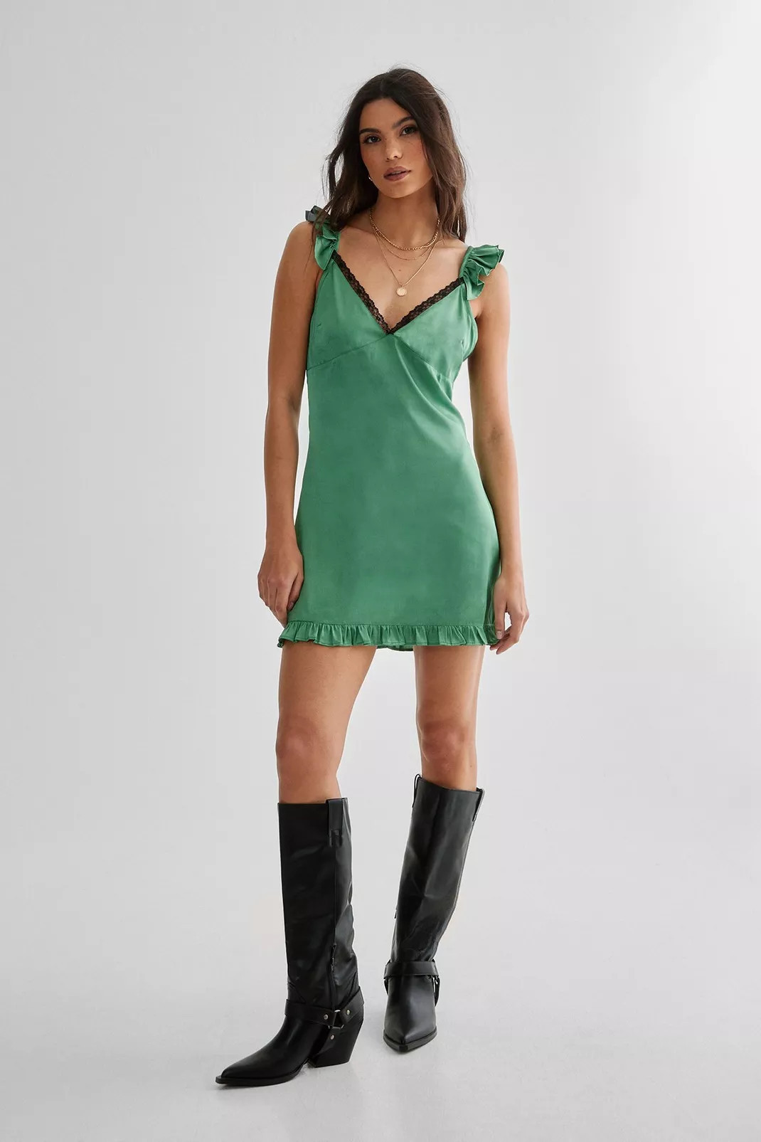 Ruffle Lace Trim Frill Hem Mini Dress | Nasty Gal US