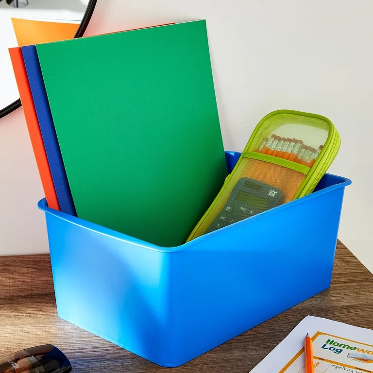 Pen+Gear Plastic Cubby Bin, Small Desktop Organizer, Cobalt Blue | Walmart (US)