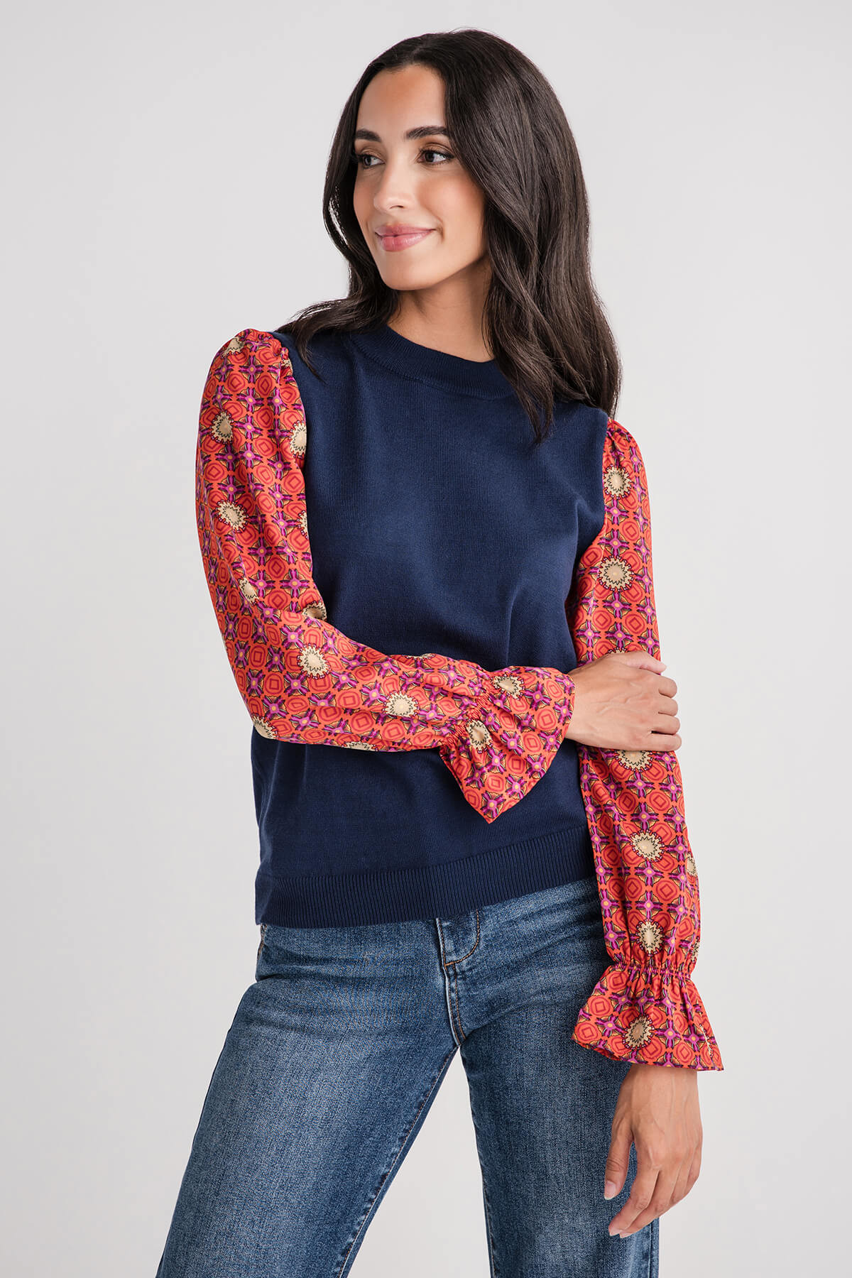 THML Contrast Sleeve Sweater | Social Threads