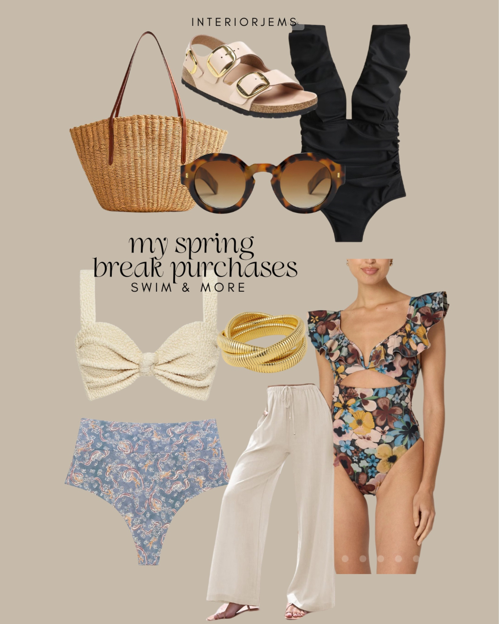 My recent spring break purchases. I’ve been looking for bathing suits for a couple weeks and this is what I narrowed it down to. Love these floral prints love this beach bag. The sunglasses are affordable from Amazon, black one piece suit, bikini, full coverage bikini bottom push-up bikini, top one piece, swimsuit, designer swimsuit.

#LTKHome #LTKSaleAlert #LTKStyleTip