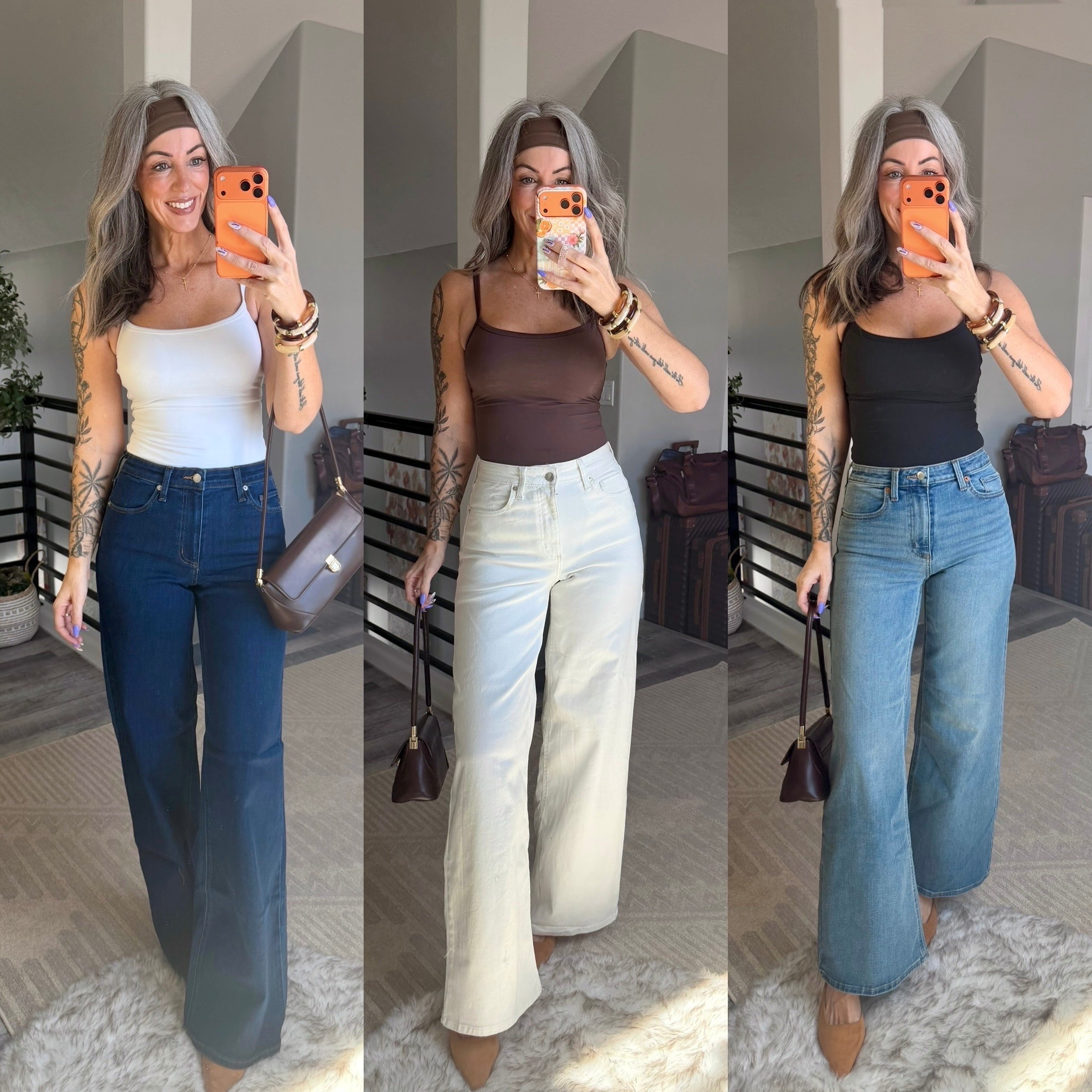 The best @Target jeans! I’m wearing size 8 tall in the dark wash and size 8 reg in the white and blue. I’m 5’8, 140 lbs. I recommend to size up a size I’m usually a size 6.  This Amazon tank has built in pads perfect for no bra summer!

#LTKgrwm #LTKOver40 #LTKootd