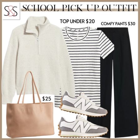 This half zip with a striped tee and black pants is so versatile. Perfect for errands, to fall events, to workwear  

#LTKstyletip #LTKSeasonal #LTKworkwear
