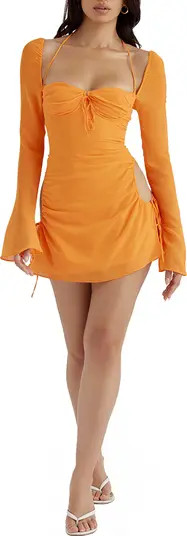 Baby Halter Long Sleeve Minidress Long Sleeve Orange Dress With Sleeves Orange Mini Dress  | Nordstrom