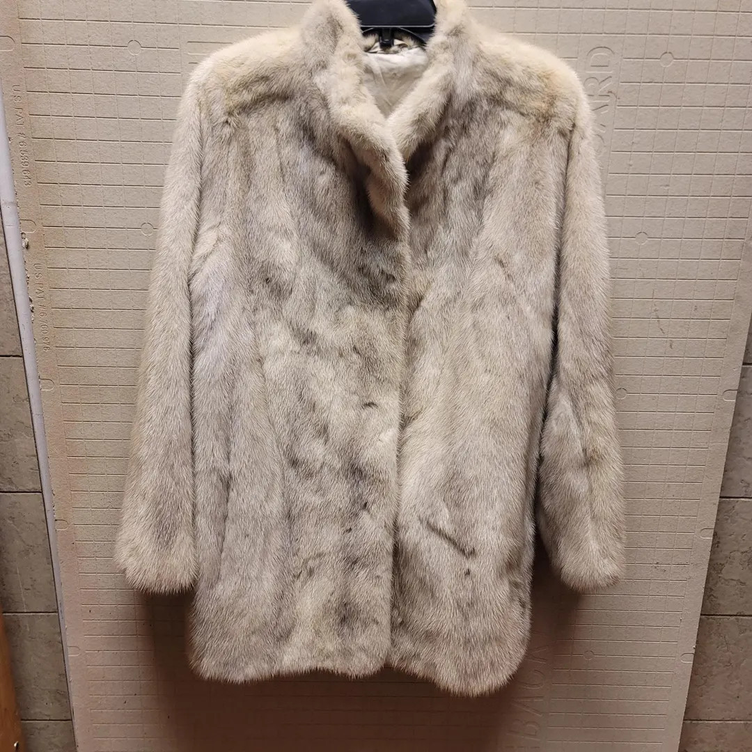 Emba VINTAGE White Cream Jacket MINK Coat HOOK Closure 1980s Lined Pockets - Etsy | Etsy (US)