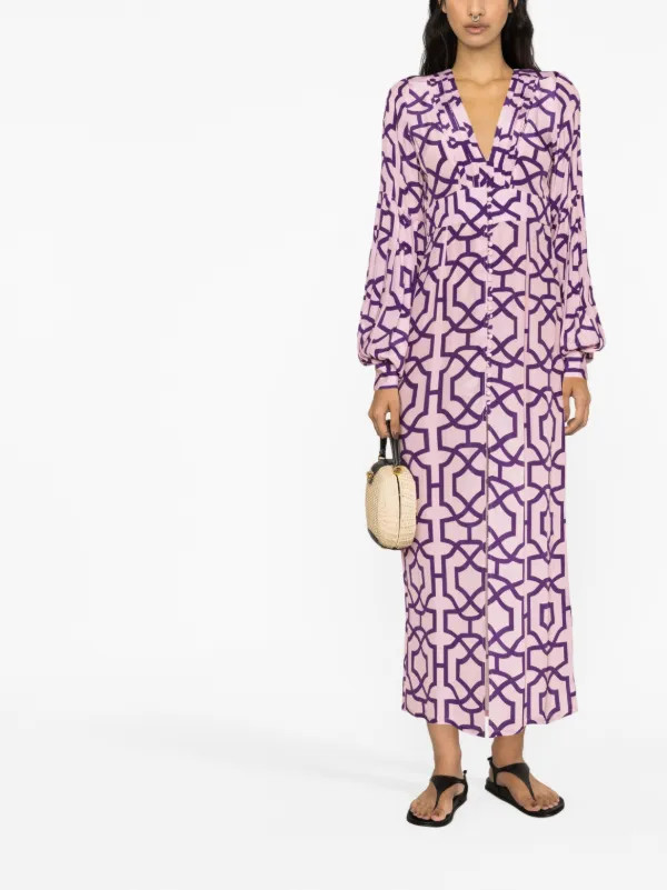 long-sleeve graphic-print dress | Farfetch Global