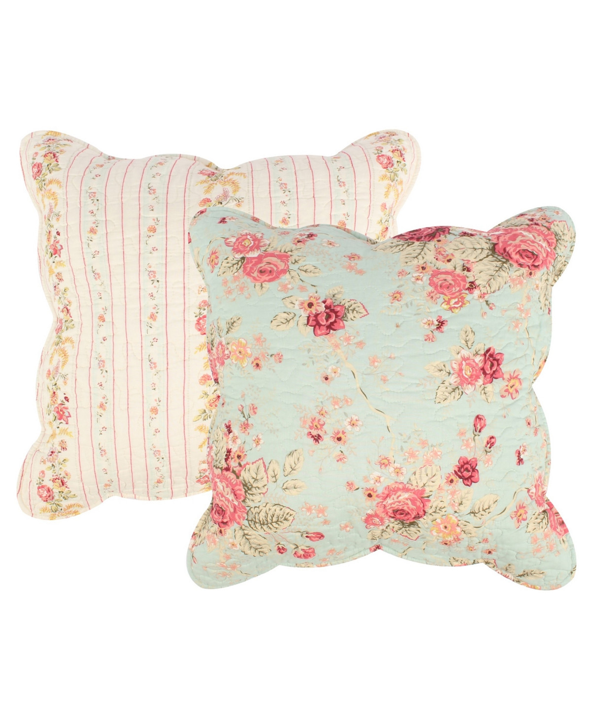Greenland Home Fashions Antique Rose Shabby Chic Decorative Pillow Set, 18" x 18" - Blue | Macy's