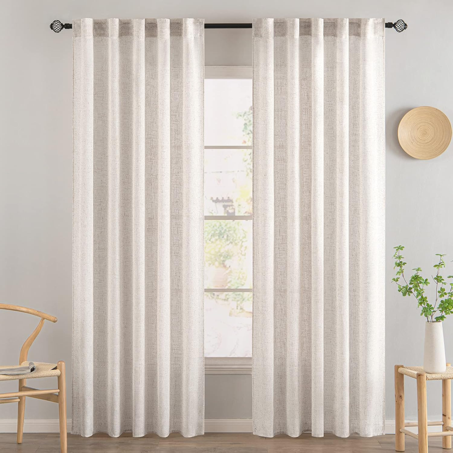 MIULEE White Linen Curtains 84 Inch Length for Bedroom Living Room, Soft Thick Linen Textured Win... | Amazon (US)