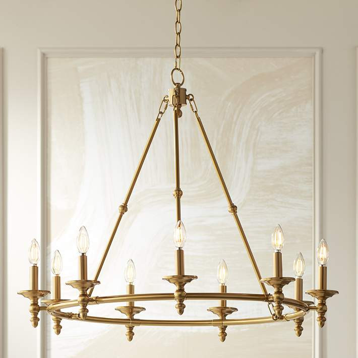 Stiffel Hartley 35" Wide Warm Antique Gold 9-Light Ring Chandelier - #78D98 | Lamps Plus | Lamps Plus