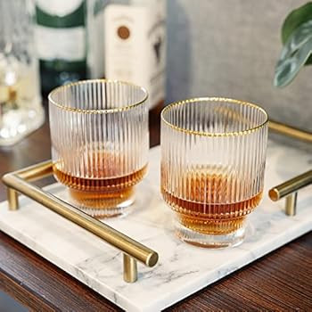 Viski Meridian Lowball Glasses Set of 2 - Vintage Drinking Tumblers for Whiskey, Scotch & Bourbon... | Amazon (US)