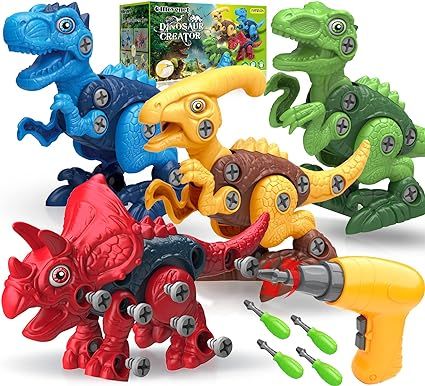 Dinosaur Toys for 3, 4, 5, 6, 7 Year Old Boys, Take Apart Toys with Electric Drill for Kids, STEM... | Amazon (US)