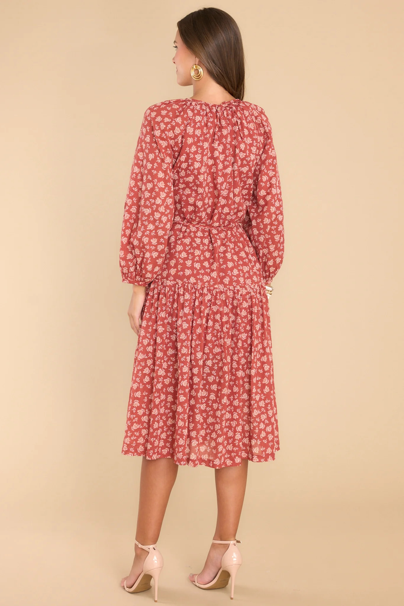 Porch Swing Kisses Red Floral Midi Dress | Red Dress 