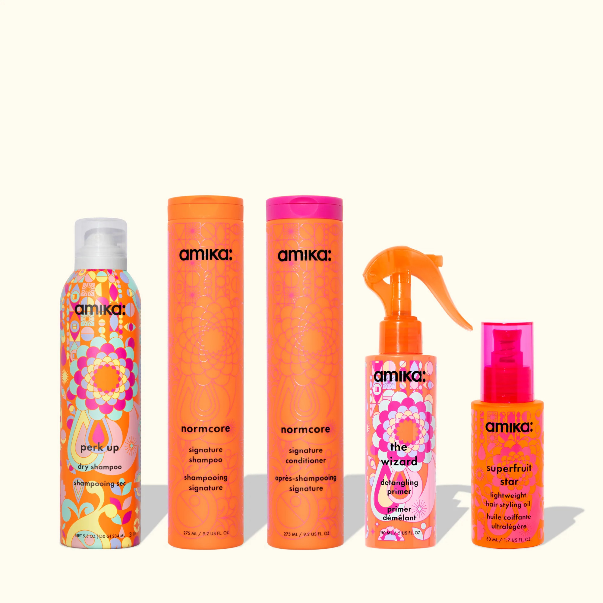 strand superheroes routine set  normcore shampoo, conditioner + superfruit star + perk up + wizar... | amika US