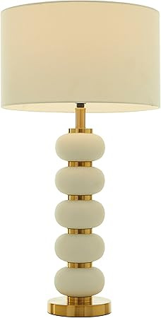 CosmoLiving by Cosmopolitan Metal Table Lamp with Drum Shade, 15" x 15" x 28", White | Amazon (US)