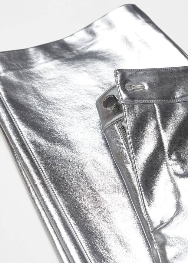 Metallic leather effect pants -  Women | Mango USA | MANGO (US)