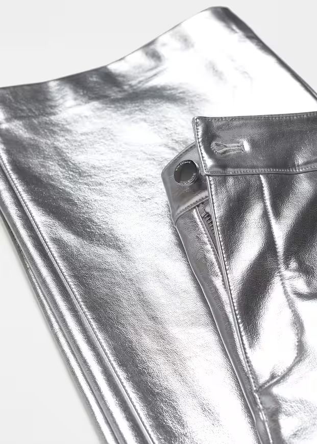 Metallic leather effect pants -  Women | Mango USA | MANGO (US)