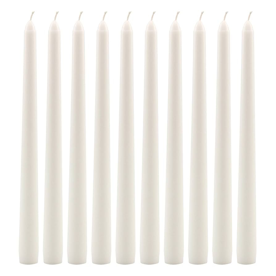 Stonebriar Tall 10" White Unscented Dripless 10 Count Taper Candles, 7 Hour Burn Time | Amazon (US)