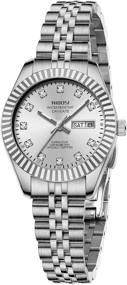 NIBOSI Watches for Women Analog Quartz Stainless Steel Dial with Day Date Luminous Waterproof Dai... | Amazon (US)
