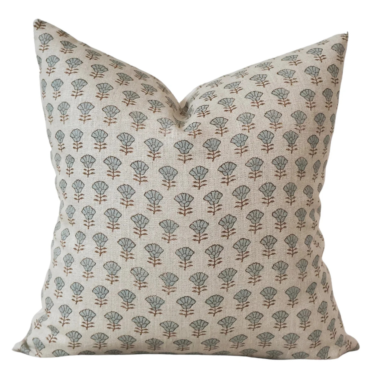 Morning Glory Linen Block Print Pillow Cover | Hackner Home (US)