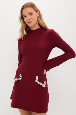 Oxblood Embellished Long Sleeve Bronwyn Mini Dress | Tuckernuck (US)