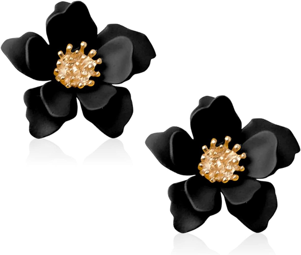 Elegant Boho Flower Stud Earrings with White Pearl for Women Girls Lover and Friends Flower Shape... | Amazon (US)