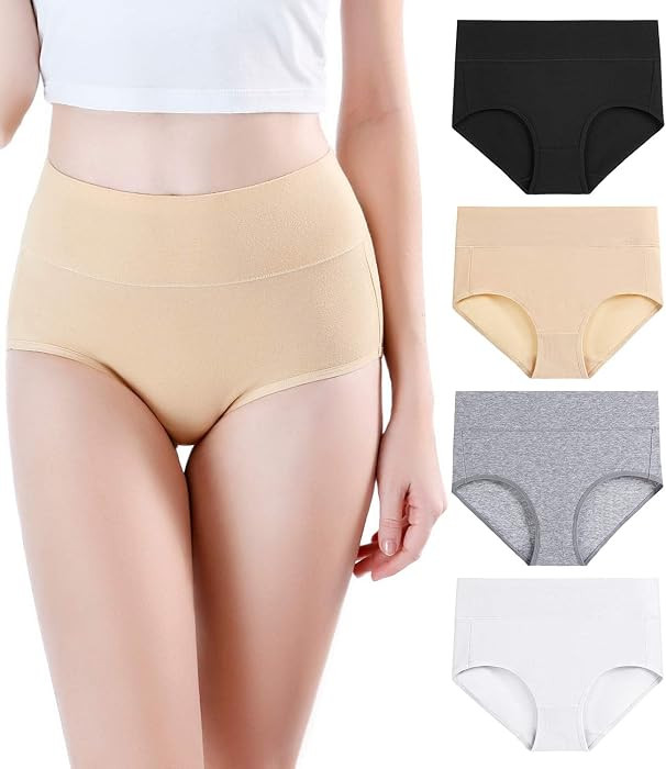 wirarpa Women's Modal Underwear Soft High Waist Briefs Ladies Panties 4 Pack | Amazon (US)