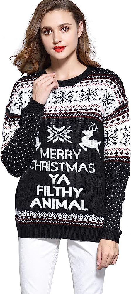 v28 Women's Christmas Reindeer Snowflakes Sweater Pullover | Amazon (US)