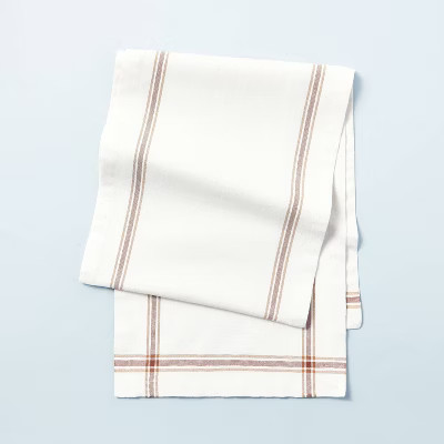 Engineered Border Stripes Table Runner Sand Dune Brown/Sour Cream - Hearth & Hand™ with... | Target
