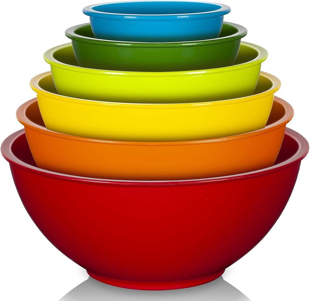 YIHONG 6 Piece Plastic Mixing Bowls Set, Colorful Serving Bowl for Kitchen, Ideal for Baking, Pre... | Amazon (US)