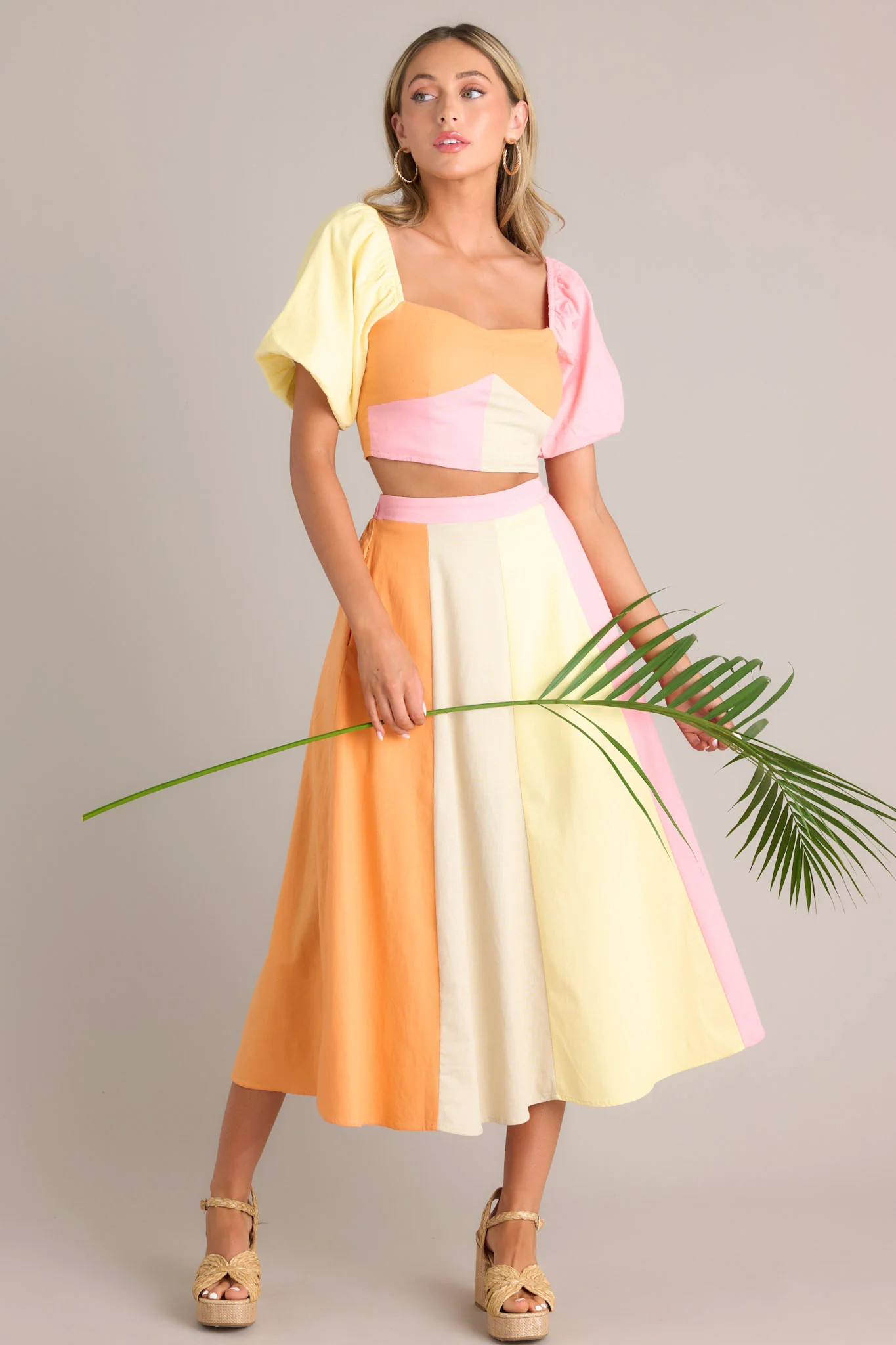 Sherbet Dreams Pastel Multi Midi Skirt | Red Dress