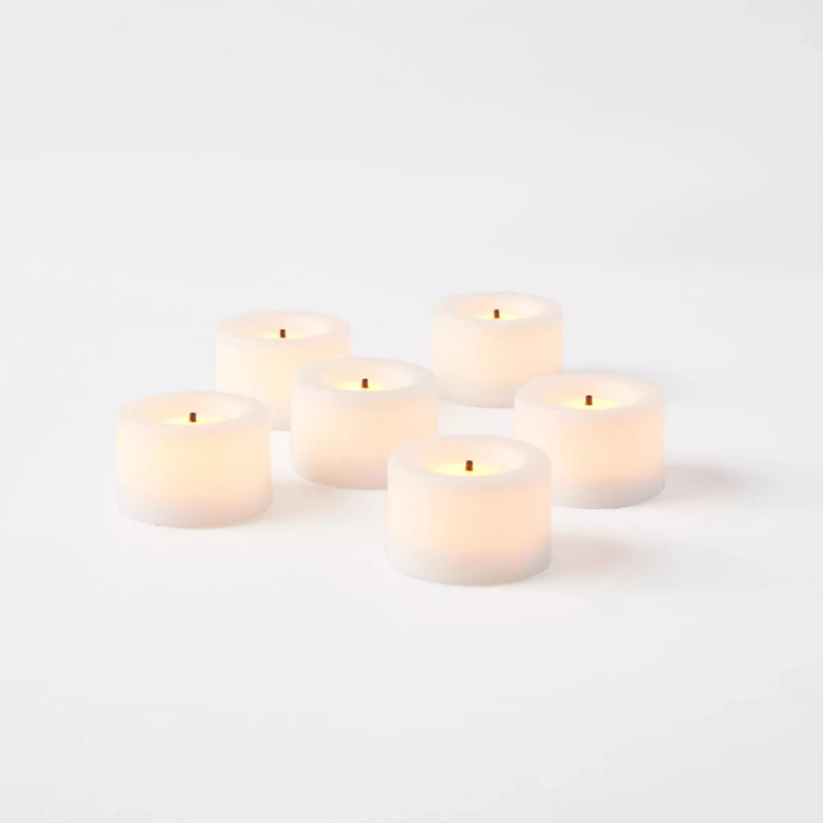 6pk LED Tealight Flameless Black Wick Candles White - Threshold™: Battery-Operated, Wax & Plast... | Target