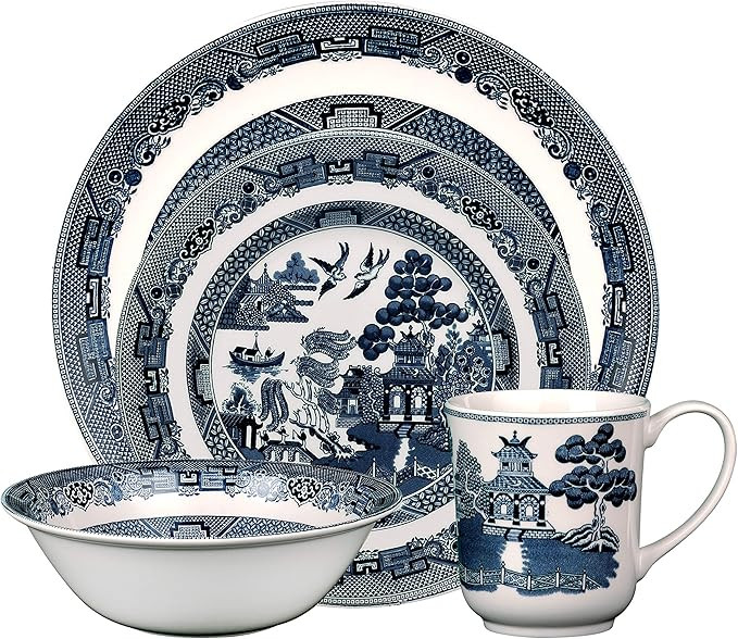 Johnson Brothers Willow 4 Piece Place Setting, blue and white | Amazon (US)