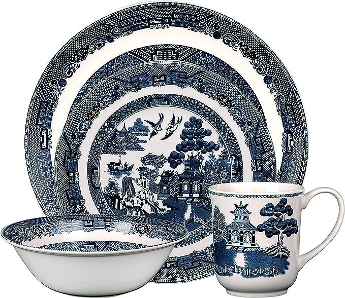 Johnson Brothers Willow 4 Piece Place Setting, blue and white | Amazon (US)
