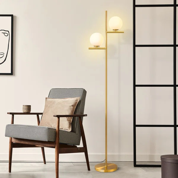 Saez 68" LED Dimmable Tree Floor Lamp with Globe Glass Shade | Wayfair North America