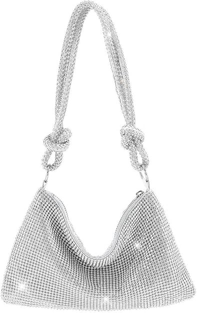 Yokawe Rhinestone Purses for Women Evening Bag Sparkly Hobo Bag Silver Handbag Vacation Party Clu... | Amazon (US)