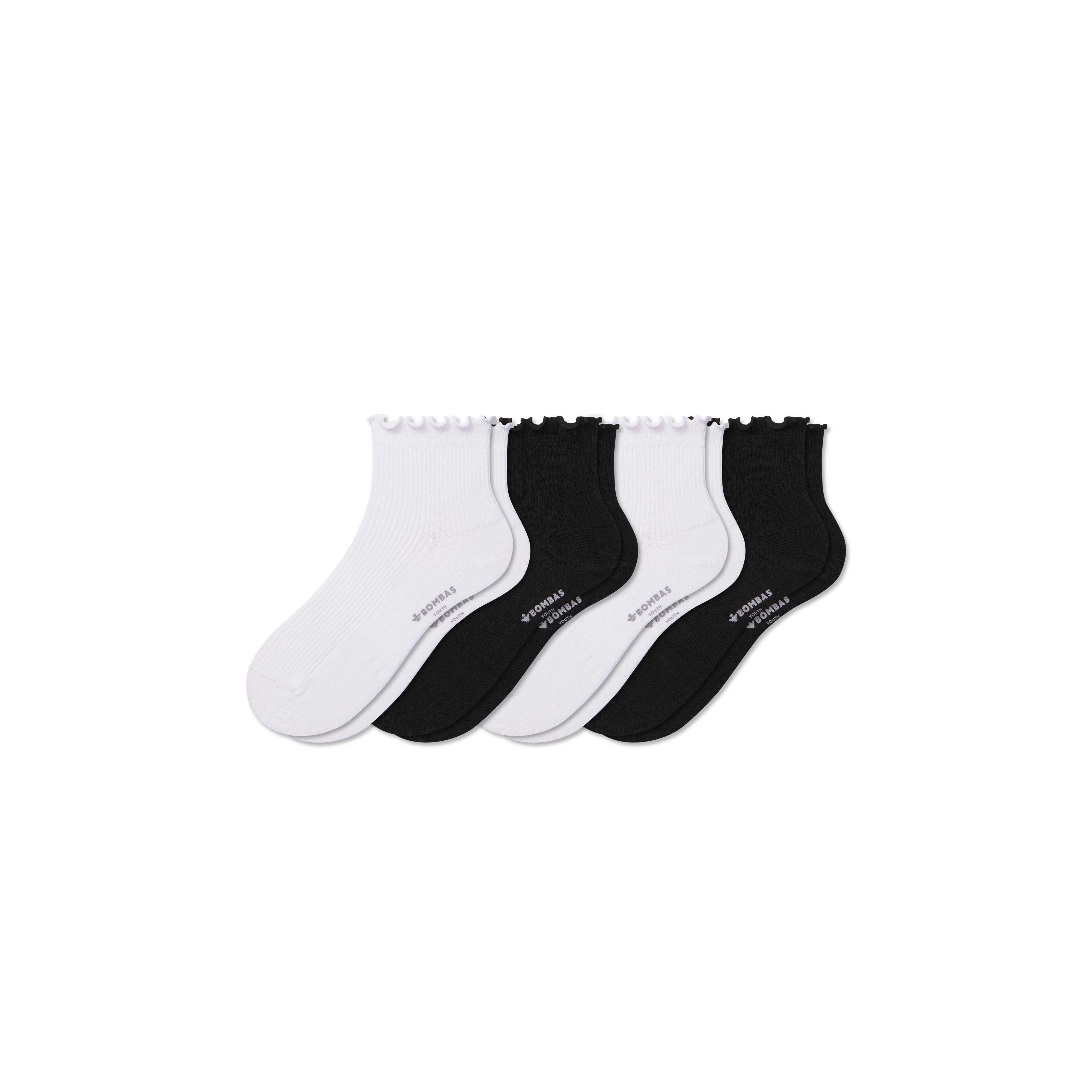 Youth Ruffle Rib Quarter Sock 4-Pack | Bombas