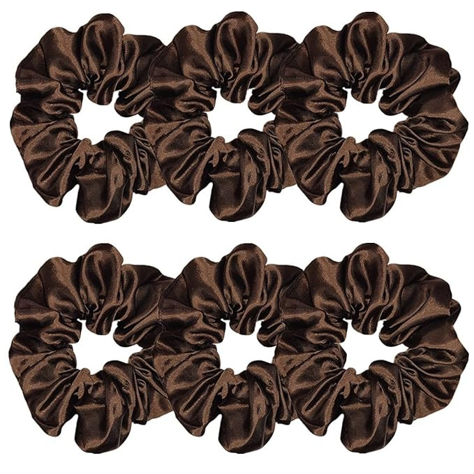 6 Pcs Satin Silk Hair Scrunchies Soft Hair Ties Fashion Hair Bands Hair Bow Ropes Hair Elastic Br... | Amazon (US)
