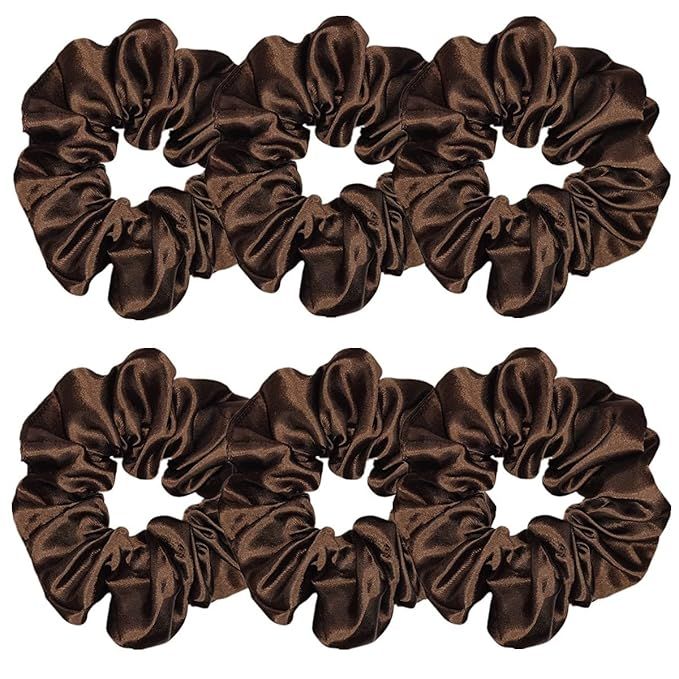 6 Pcs Satin Silk Hair Scrunchies Soft Hair Ties Fashion Hair Bands Hair Bow Ropes Hair Elastic Br... | Amazon (US)