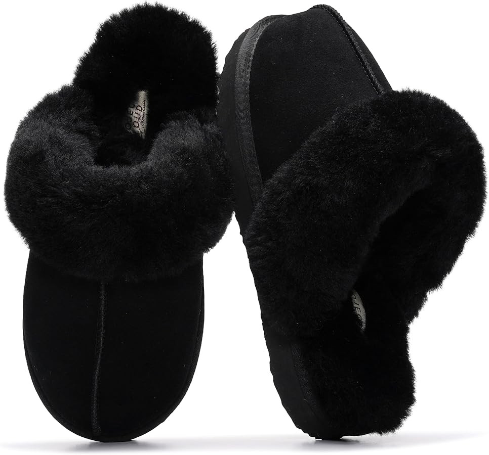 Project Cloud Genuine Leather Slippers for Women with Genuine Fur Lining, Non-Slip Indoor/Outdoor... | Amazon (US)