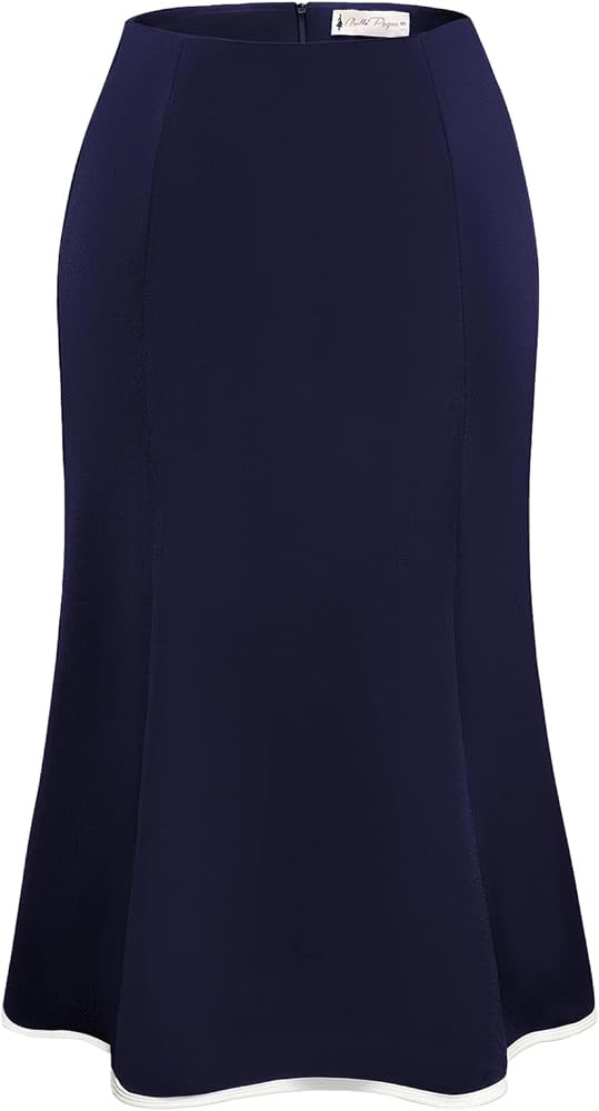 Belle Poque Women Midi Pencil Skirt Contrast Trim Stretch Long Bodycon Office Skirts for Women Tr... | Amazon (US)