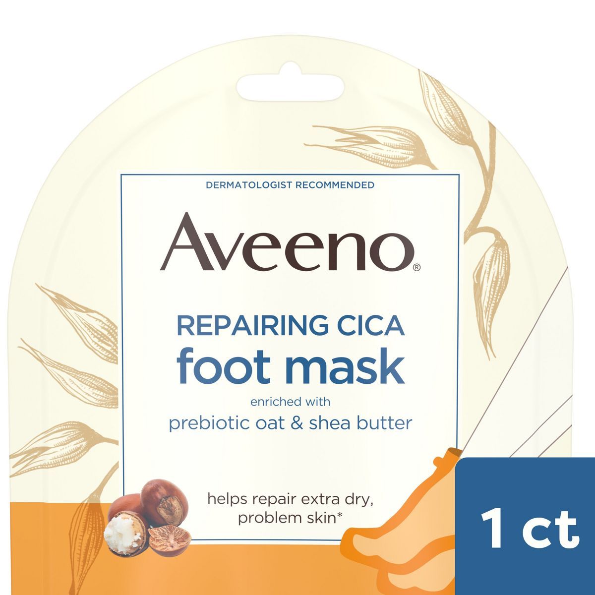 Aveeno Repairing CICA Foot Mask with Prebiotic Oat & Shea Butter for Extra Dry Skin, Fragrance Fr... | Target