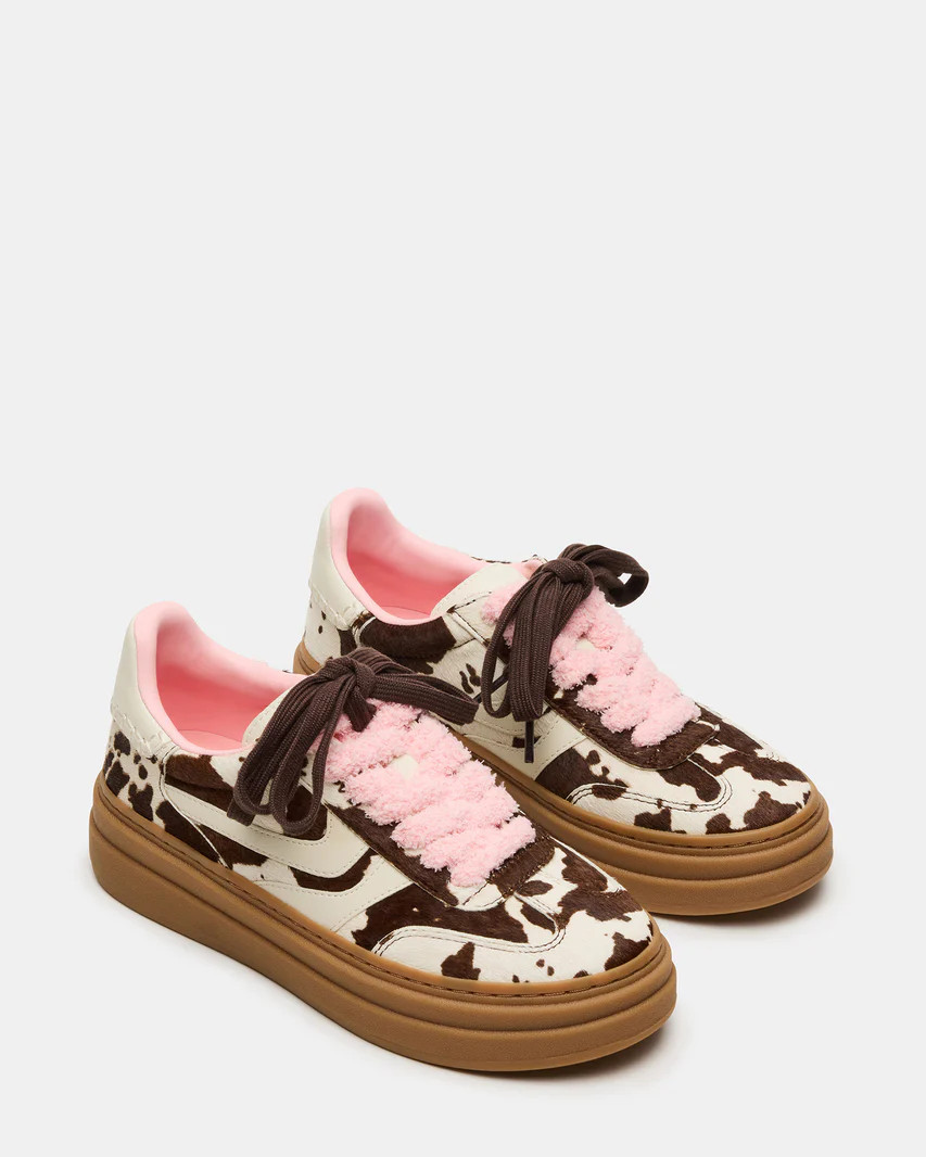 DODGE Brown Cow Print Low-Top Platform Women's Sneaker | Steve Madden (US)